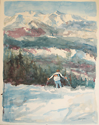 Skier Revisited 17" x 22"
